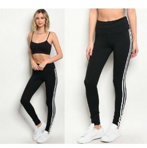 Black Stripe Leggings